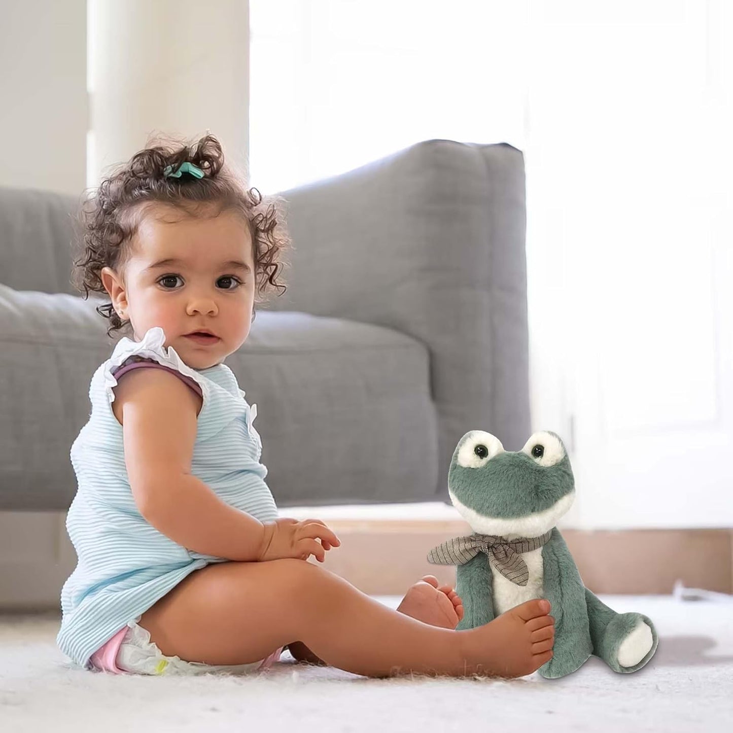 MON AMI Fitzgerald the Frog Stuffed Animal – 11”, Frog Plush, Fun Adorable Soft Stuffed Toy, Great Gift for Kids of All Ages