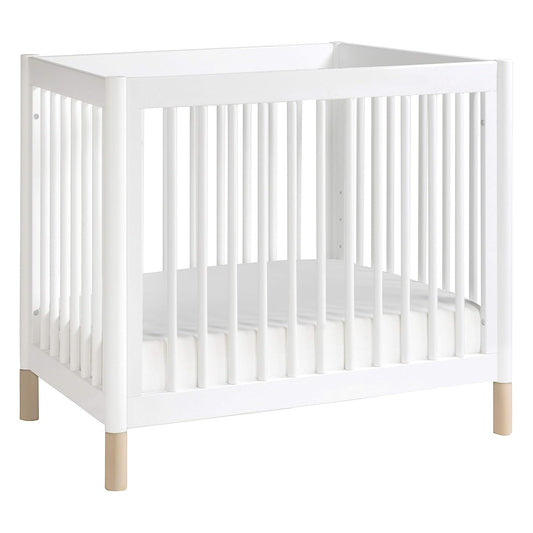 Babyletto Gelato 4-In-1 Convertible Mini Crib in White and Washed Natural, Greenguard Gold Certified