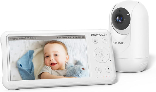 Momcozy Video Baby Monitor, 1080P 5" HD Baby Monitor with Camera & Wall Mount, Infrared Night Vision, 5000Mah Battery, 2-Way Audio, Temperature Sensor, Lullabies, 960Ft Range, Ideal for New Moms, BM01