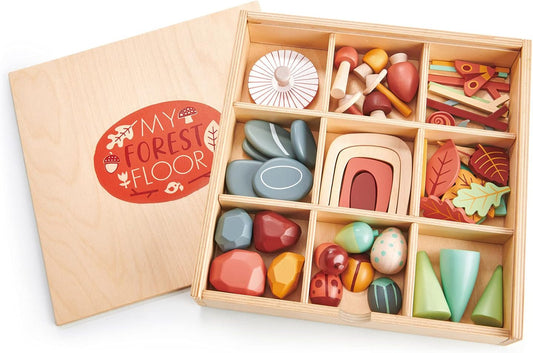 Tender Leaf Toys My Forest Floor - Wooden Open-Ended Tinker Tray Creative Play Box with Removable Compartments - Montessori Toy for Imaginative Play - Age 3+