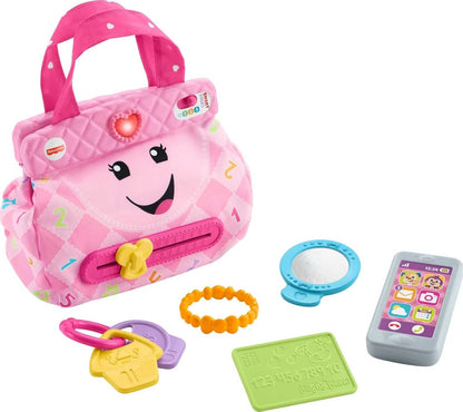 Fisher-Price Baby Learning Toy Laugh & Learn Purse, Going Places Bag with 4 Pretend Play Accessories for Infants & Toddlers Ages 6+ Months