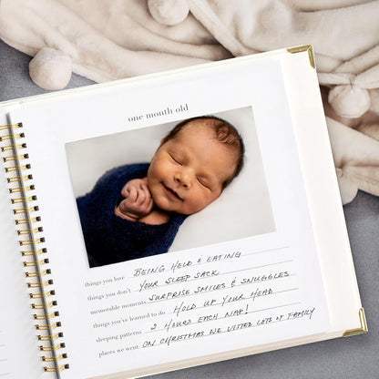 Keepsake Baby Memory Book for Boys and Girls – Timeless First 5 Year Baby Book – Gender Neutral Linen Baby Journal Scrapbook or Photo Album - a Milestone Book to Record Every Event from Birth to Age 5