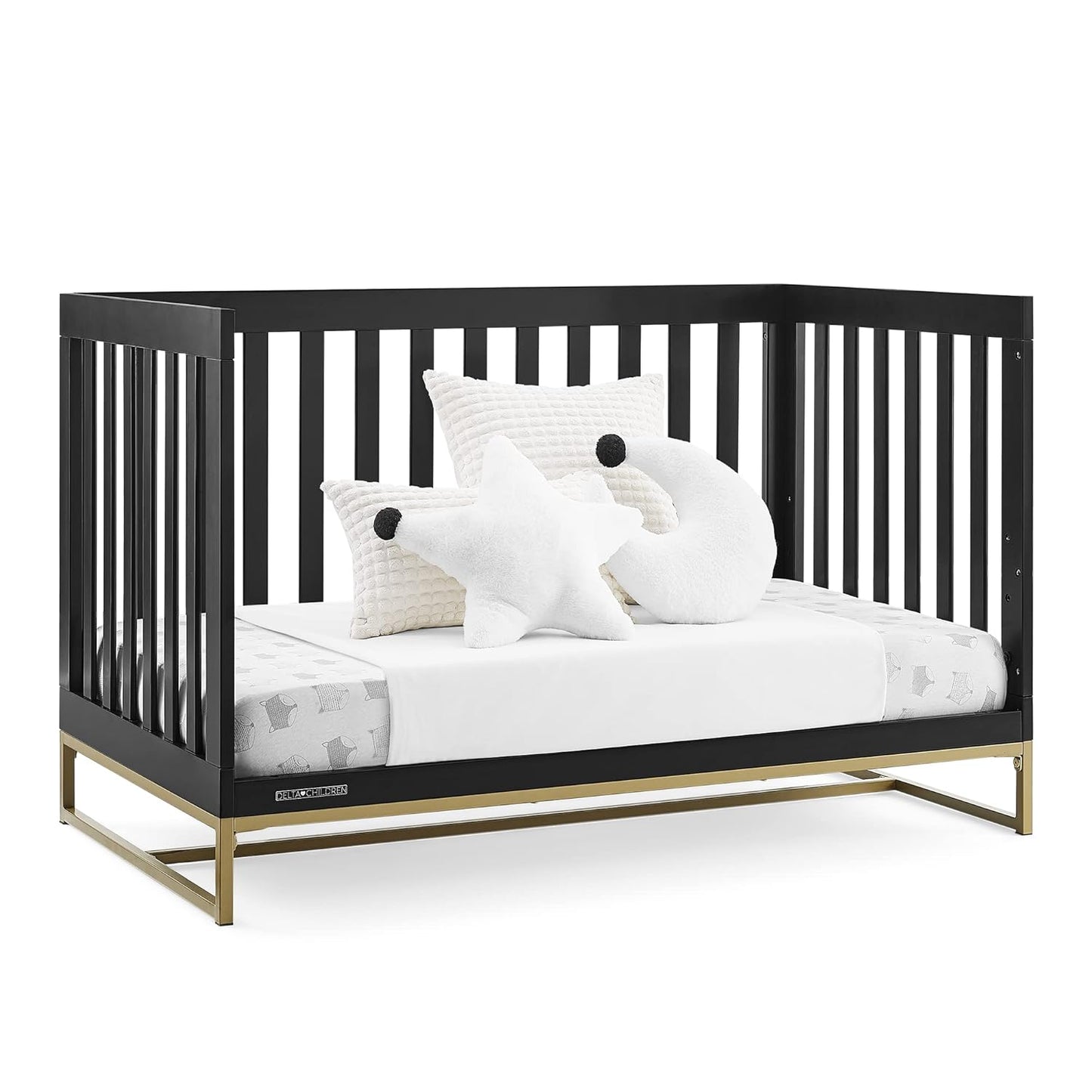 Delta Children Jade 4-In-1 Convertible Crib - Greenguard Gold Certified, Ebony/Bronze