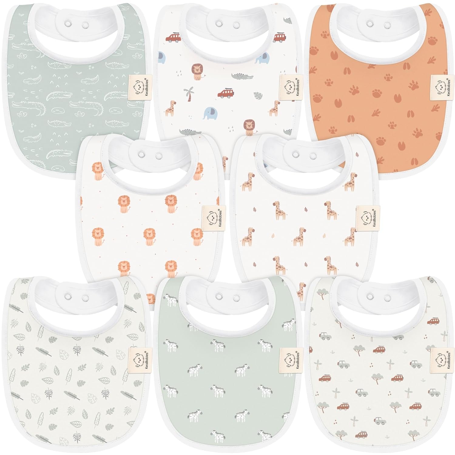 8-Pack Organic Baby Bibs for Boys, Girls - Soft Cotton Drooling and Teething Baby Bibs, Baby Girl Bibs, Baby Boy Bibs, Baby Drool Bibs for Baby Girl, Boy, Newborn Infant Bibs (Grayscale)