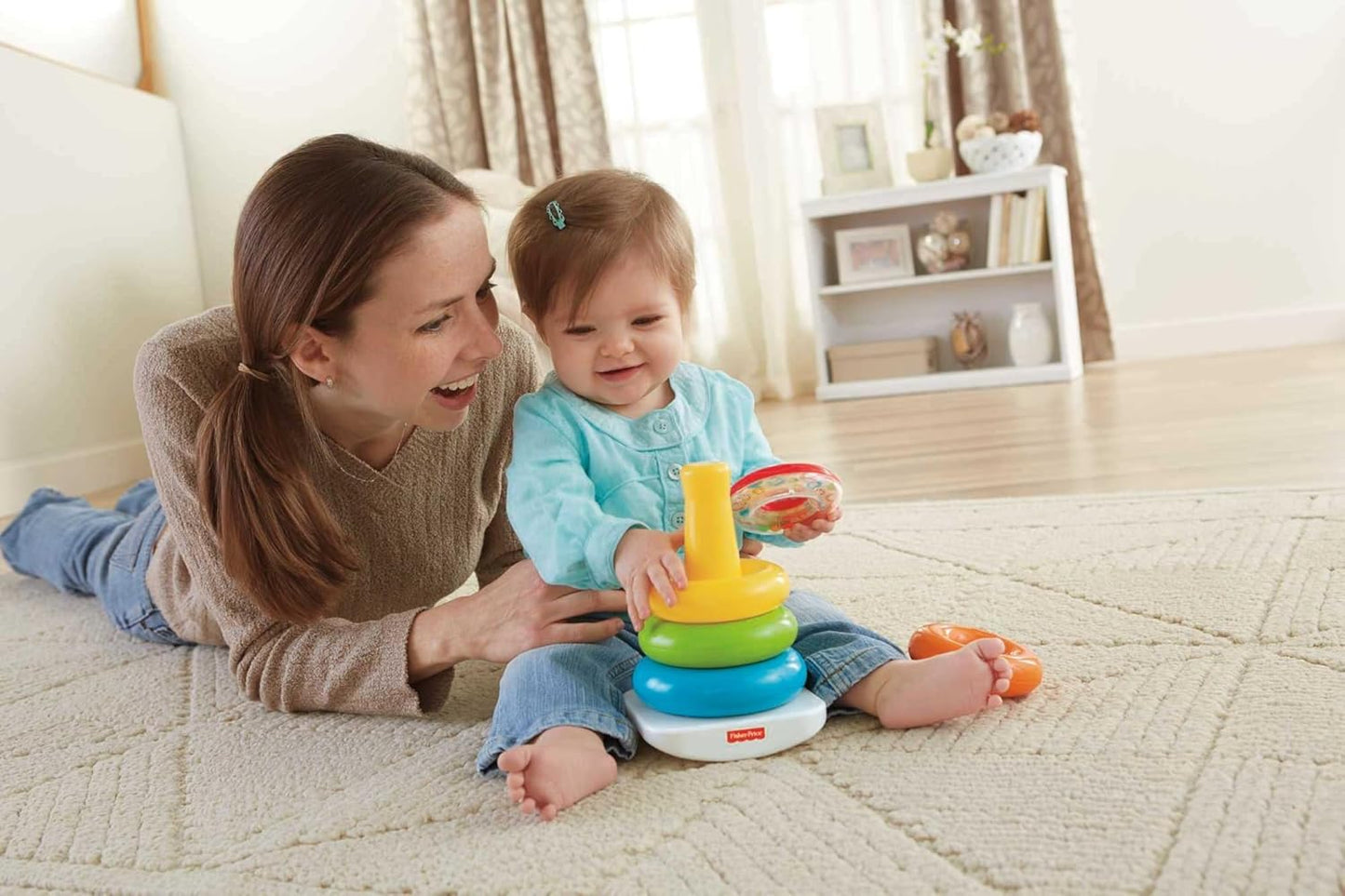 Fisher-Price Infant Toy Set, Baby’S First Blocks (10 Shapes) and Rock-A-Stack Ring Stacking Activity for Ages 6+ Months​