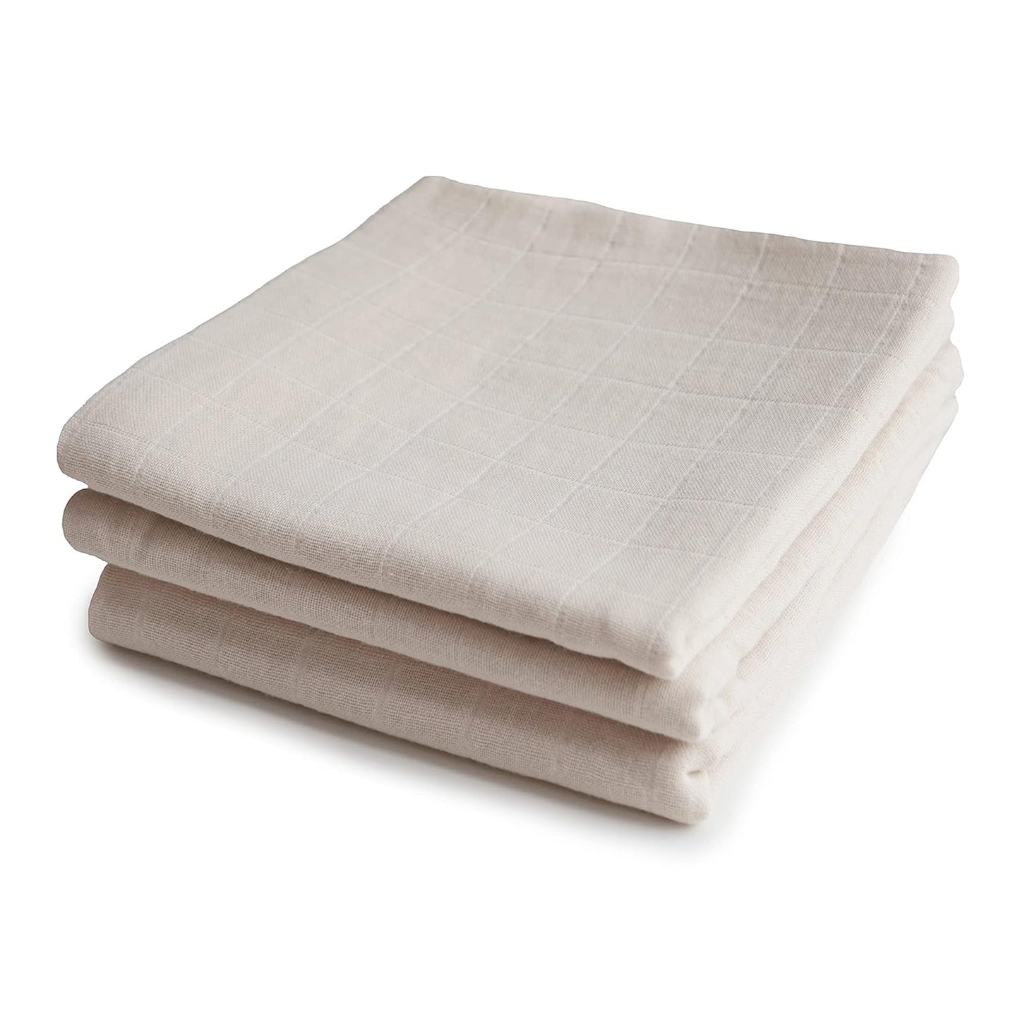 Mushie Muslin Baby Cloths | 100% Organic Cotton | 23.5" X 23.5" (Fog) 3-Pack