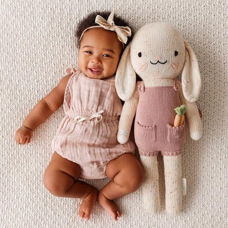 Cuddle + Kind Harper the Bunny Little 13" Hand-Knit Doll – 1 Doll = 10 Meals, Fair Trade, Heirloom Quality, Handcrafted in Peru, 100% Cotton Yarn