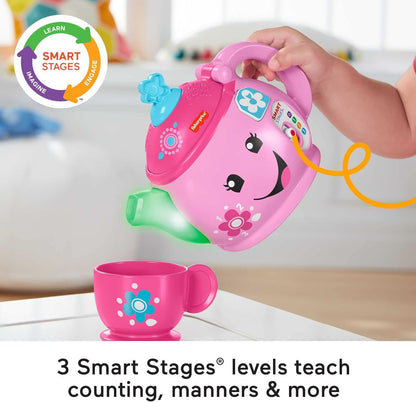 Fisher-Price Toddler Toy Laugh & Learn Sweet Manners Tea Set with Music & Lights for Educational Pretend Play Kids Ages 18+ Months