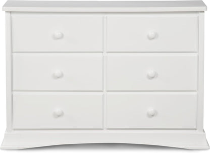 Delta Children Bentley 6 Drawer Dresser with Interlocking Drawers - Greenguard Gold Certified, White