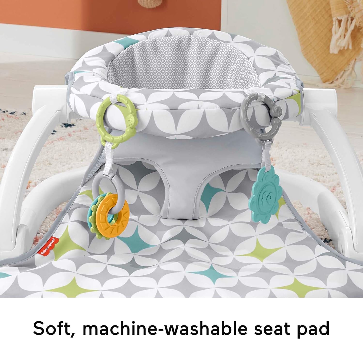 Fisher-Price Portable Baby Chair Sit-Me-Up Floor Seat with Developmental Toys & Machine Washable Seat Pad, Starlight Bursts