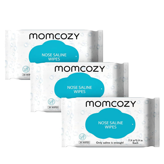  Momcozy Nose Saline Baby Wipes, Made Only with Natural Saline, No Additives, 100% Biodegradable, Unscented & Hypoallergenic for Sensitive Skin, Easy to Carry, 90 Count (Packs of 3)