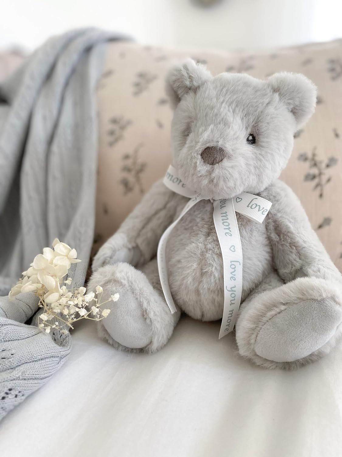 MON AMI ‘Love U’ Gray Teddy Bear Stuffed Animal – 10’’, Teddy Bear Plush for Baby Shower, Cute Plushies for Kids of All Ages