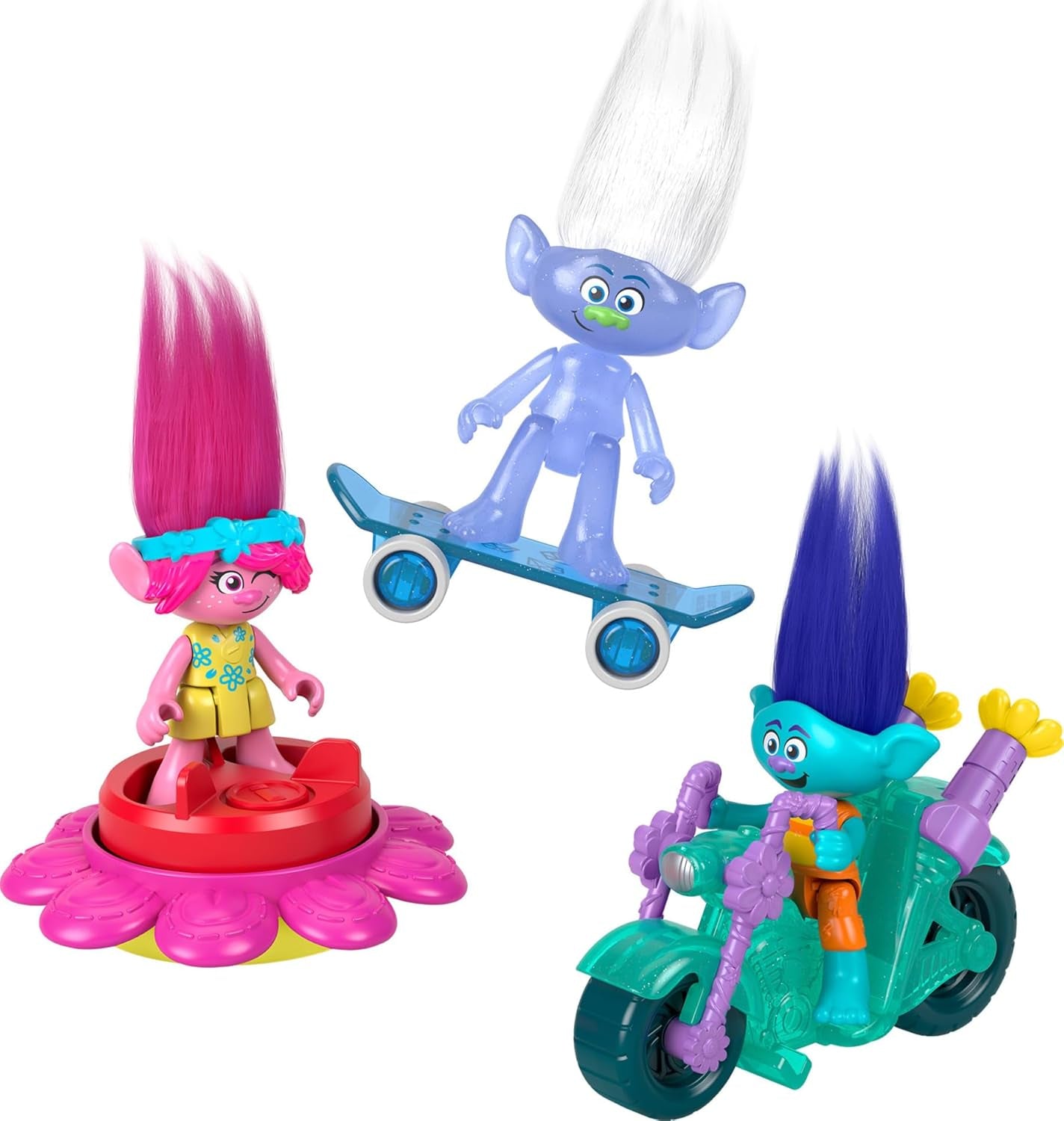 Fisher-Price Imaginext Dreamworks Trolls Toys Sparkle & Roll Pack, Poppy Branch & Guy Diamond Figures for Pretend Play Kids Ages 3+ Years