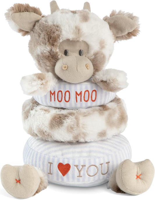 DEMDACO Moo Moo Cow Brown and White 9 Inch Soft Stackable Rings Plush Stuffed Animal