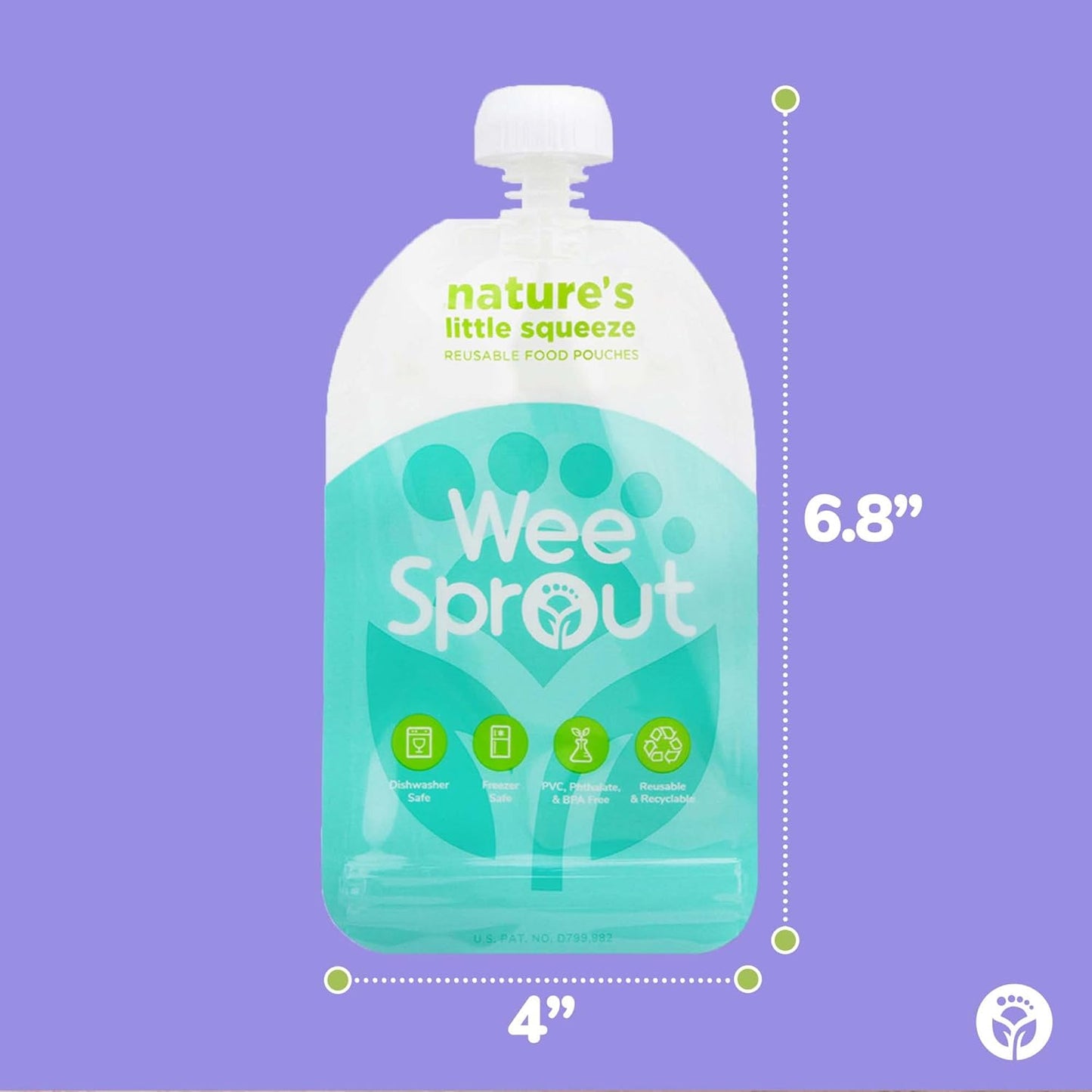 Weesprout Double Zipper Reusable Food Pouches, Perfect for Babies & Toddlers, Freezer & Dishwasher Safe (Original, 7 Fl Oz + Pouch Filler)