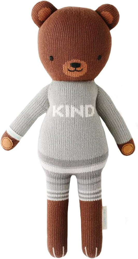 Cuddle + Kind Oliver the Bear Little 13" Hand-Knit Doll – 1 Doll = 10 Meals, Fair Trade, Heirloom Quality, Handcrafted in Peru, 100% Cotton Yarn