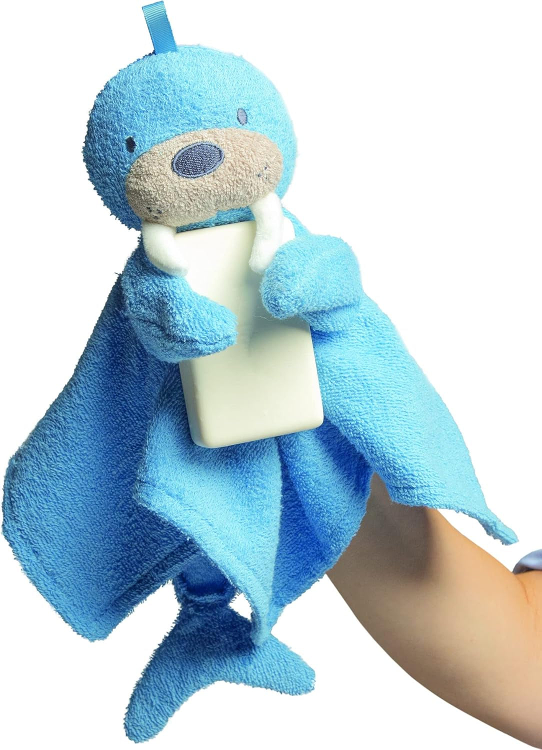 Manhattan Toy Walter Walrus Scrub-A-Dubbie Bathtime Puppet Washcloth for Infants, Toddlers and Kids