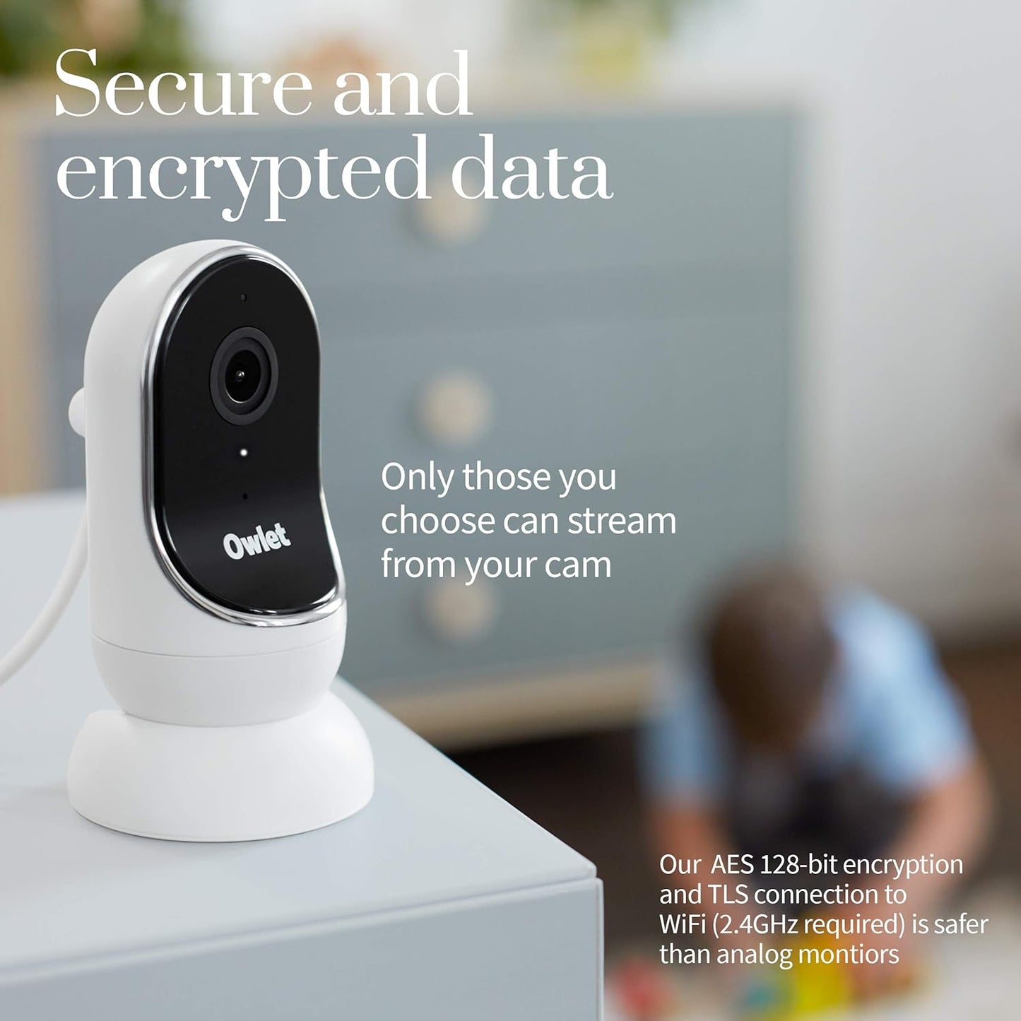 Owlet Camera - Video Baby Monitor W/ HD Night Vision Securely Streams to Your Phone from Anywhere - Background Audio -Room Temperature - Two-Way Talk - Wall Mount