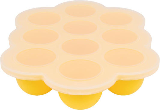 Weesprout Silicone Freezer Tray with Clip on Lid Perfect Food Storage Container for Homemade Baby Food, Vegetable, Fruit Purees, and Breast Milk (Bright Yellow, Ten 1.5 Ounce Sections)