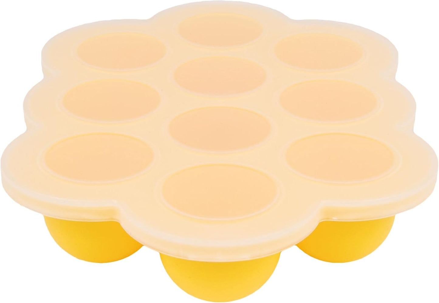 Weesprout Silicone Freezer Tray with Clip on Lid Perfect Food Storage Container for Homemade Baby Food, Vegetable, Fruit Purees, and Breast Milk (Bright Yellow, Ten 1.5 Ounce Sections)