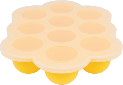 Weesprout Silicone Freezer Tray with Clip on Lid Perfect Food Storage Container for Homemade Baby Food, Vegetable, Fruit Purees, and Breast Milk (Bright Yellow, Ten 1.5 Ounce Sections)