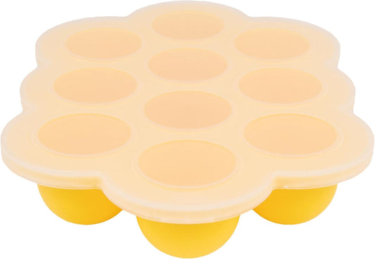 Weesprout Silicone Freezer Tray with Clip on Lid Perfect Food Storage Container for Homemade Baby Food, Vegetable, Fruit Purees, and Breast Milk (Bright Yellow, Ten 1.5 Ounce Sections)