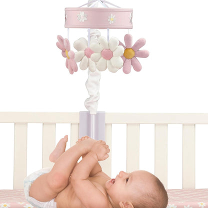 Lambs & Ivy Daisy Dreams Pink/White Musical Baby Crib Mobile Soother Toy