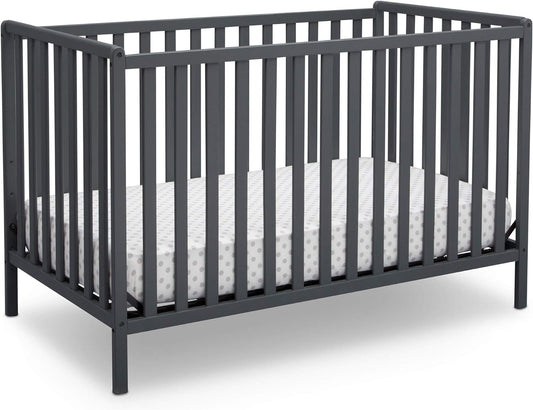 Delta Children Heartland 4-In-1 Convertible Crib - Greenguard Gold Certified, Charcoal Grey