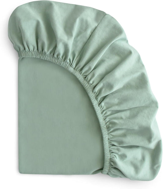 Mushie Stretchy & Soft Mini Crib Sheet | Fitted 24" X 38" (Roman Green)