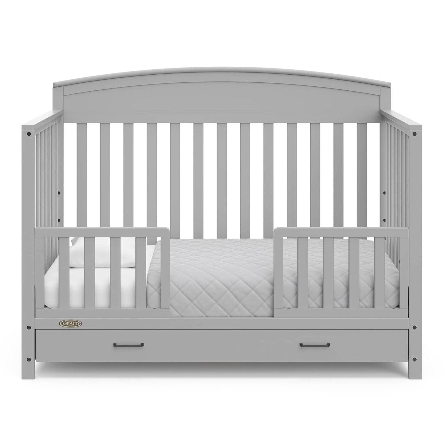 Graco Benton 5-In-1 Convertible Crib with Drawer (Pebble Gray) -Converts from Baby Crib to Toddler Bed, Daybed and Full-Size Bed,Fits Standard Full-Size Crib Mattress, Adjustable Mattress Support Base