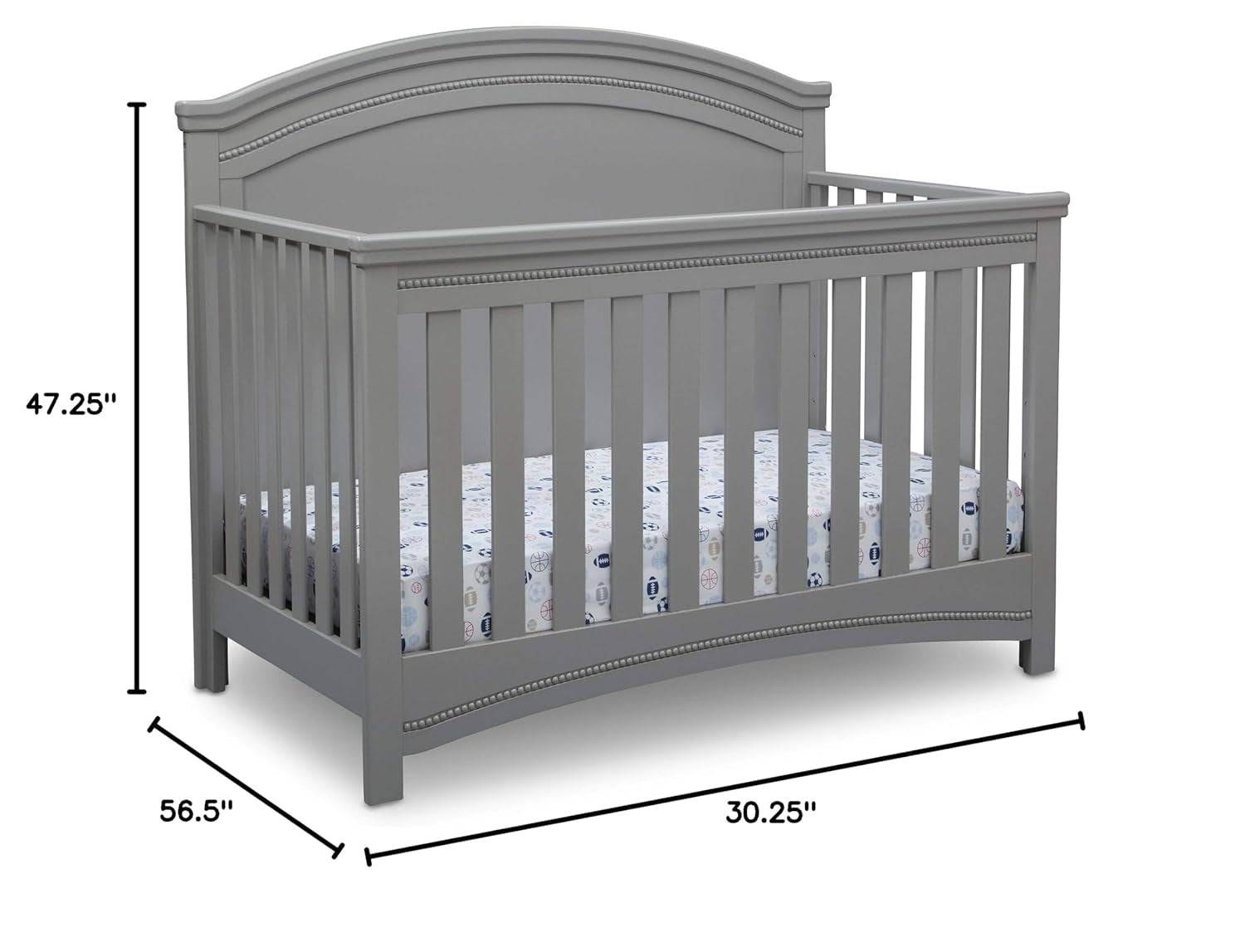 Delta Children Simmons Kids Slumbertime Emma 4-In-1 Convertible Baby Crib N More - Greenguard Gold Certified, Bianca White