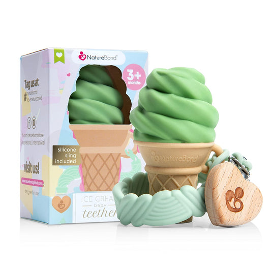 Naturebond Teething Toys - BPA Free Ice Cream Baby Teethers for Babies 0-6 Months, 6-12 Months, Must Have for Baby Teething Relief, Baby Toys 0-6 Months with Free Silicone Sling Pacifier Holder Clip