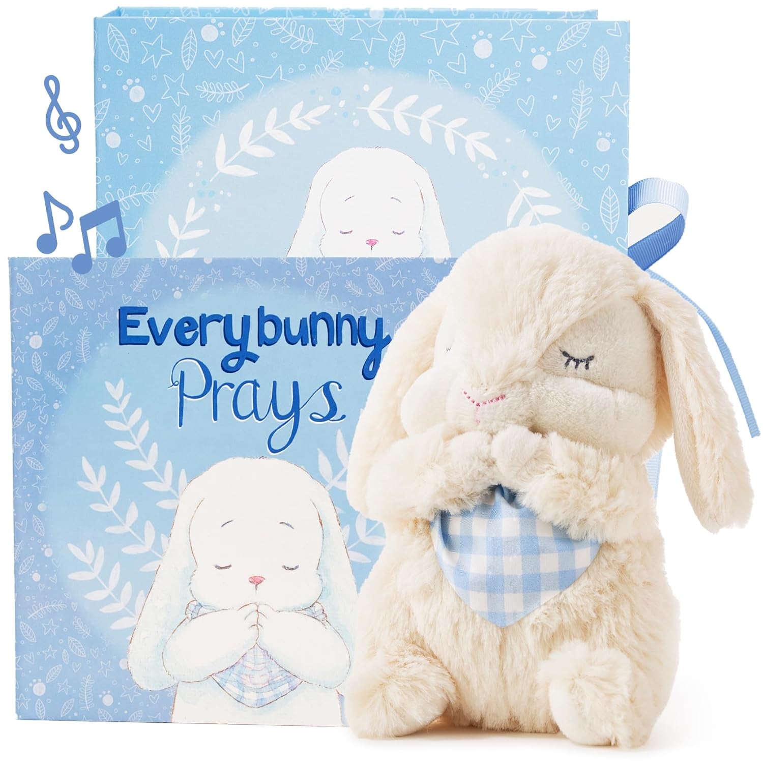 Tickle & Main Everybunny Prays the Praying Musical Bunny, Ideal Baptism & Holiday Gifts for Boys, Babies & Toddlers on Christmas & Thanksgiving (Blue, 7 In)