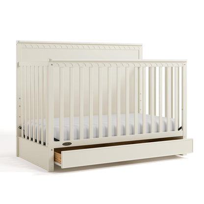 Graco Sasha 5-In-1 Convertible Crib with Storage Drawer (Blush) – GREENGUARD Gold Certified Baby Crib Crafted from Wood, Converts to Toddler Bed, Daybed, and Full-Size Bed