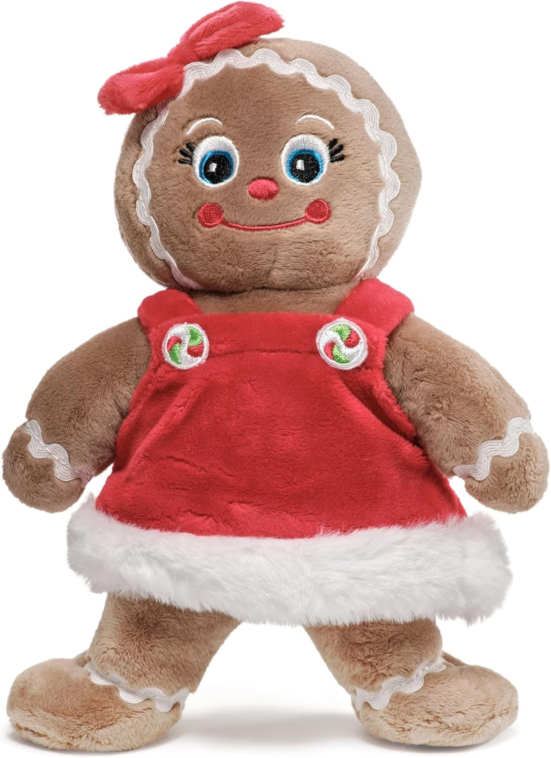 Bearington Collection Jolly Ginger - Gingerbread Christmas Decor, 10 Inch, Gingerbread Man Plush Christmas Decorations Indoor