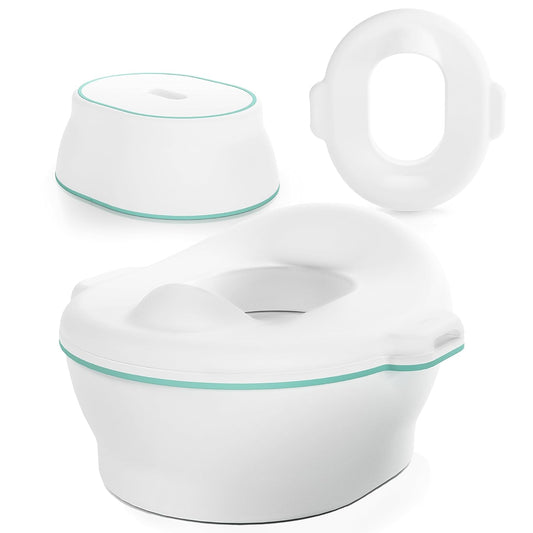 Frida Baby 3-In-1 Grow-With-Me Toddler Potty Training Toilet | Transforms from Potty to Toilet Topper Potty Training Seat and Step Stool | Easy-To-Clean Potty Training System