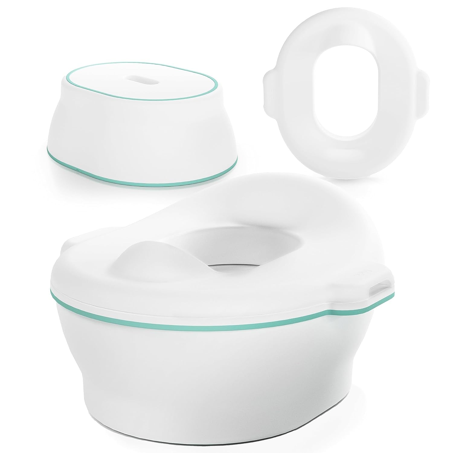 Frida Baby All-In-One Potty | Training Toilet with Toddler Potty Chair, Toilet Seat Topper, Toilet Step Stool, Sink Step Stool, Cleanup Essentials, and Professional Potty Guide