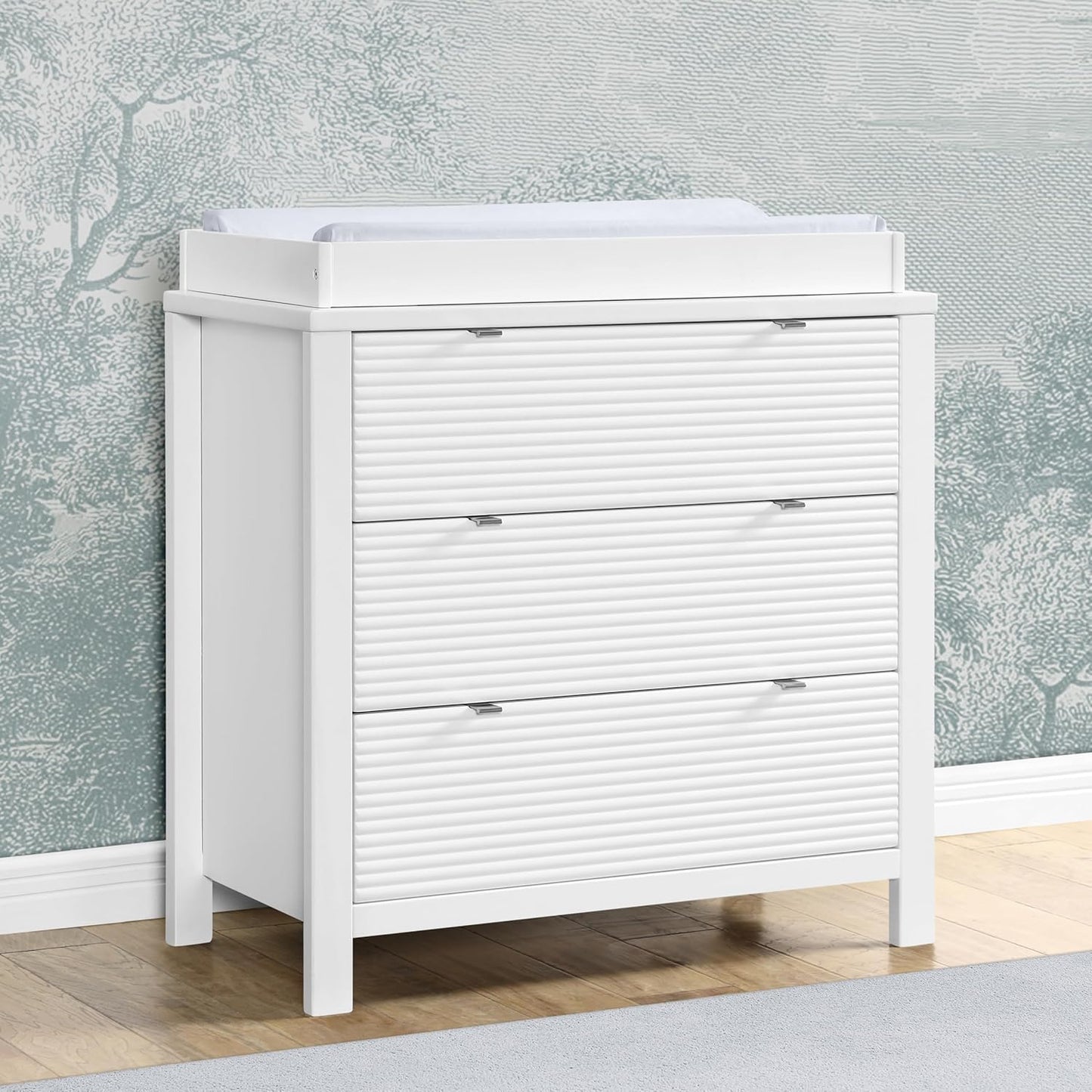 Delta Children Cassie 3 Drawer Dresser with Changing Top and Interlocking Drawers, Bianca White