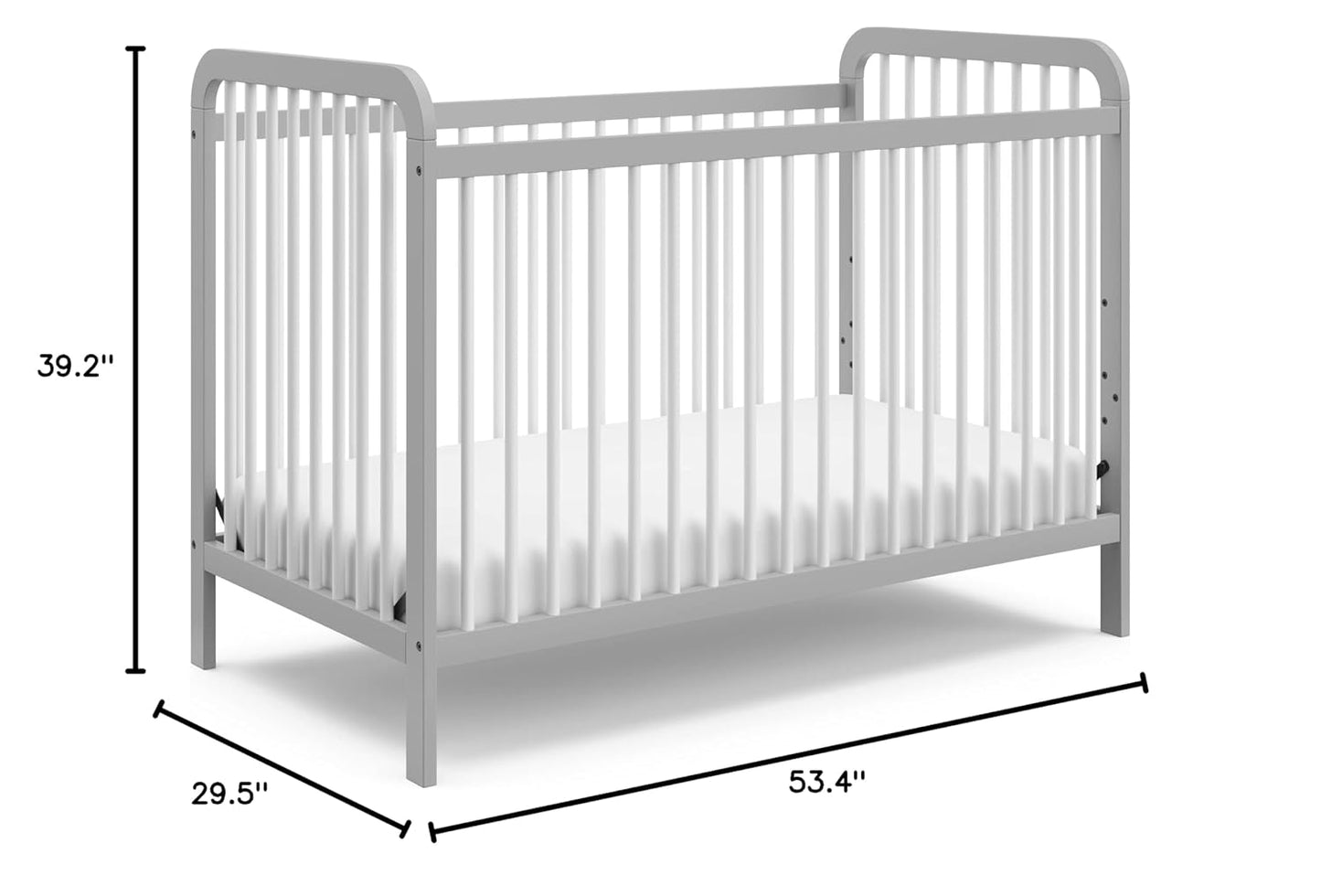 Storkcraft Pasadena 3-In-1 Convertible Crib (Pebble Gray/White) – GREENGUARD Gold Certified, Converts to Daybed and Toddler Bed, Fits Standard Full-Size Crib Mattress, Adjustable Mattress Height