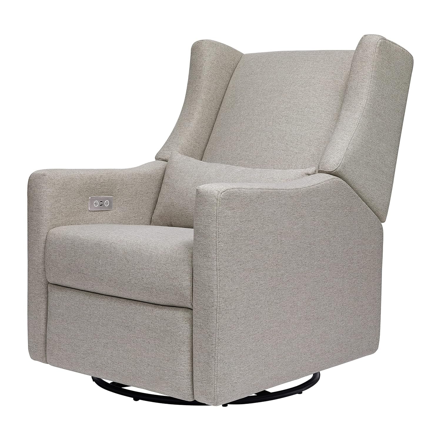 Babyletto Kiwi Electronic Power Recliner and Swivel Glider with USB Port in Performance Grey Eco-Weave, Water Repellent & Stain Resistant, Greenguard Gold and Certipur-Us Certified