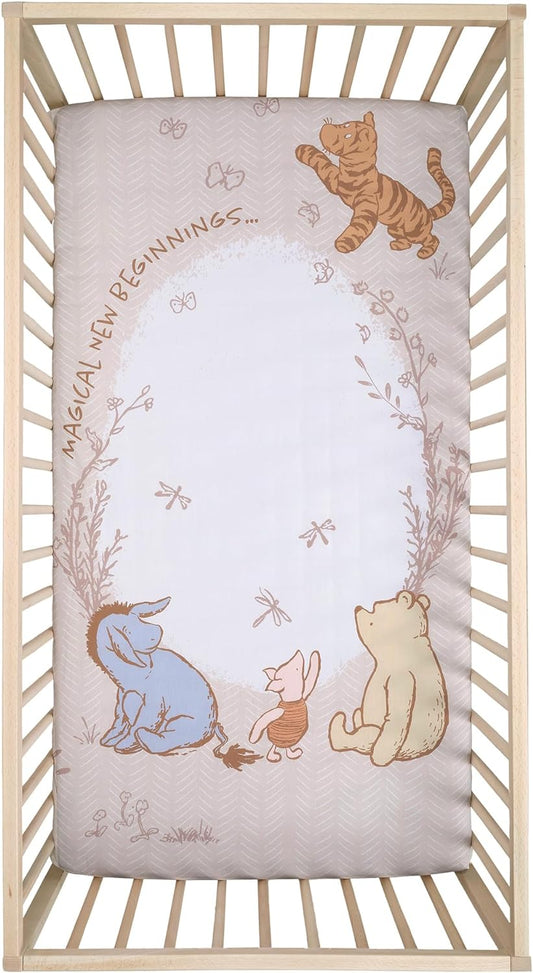 Lambs & Ivy Disney Baby Pooh Bear & Pals Photo Op Cotton Baby Fitted Crib Sheet