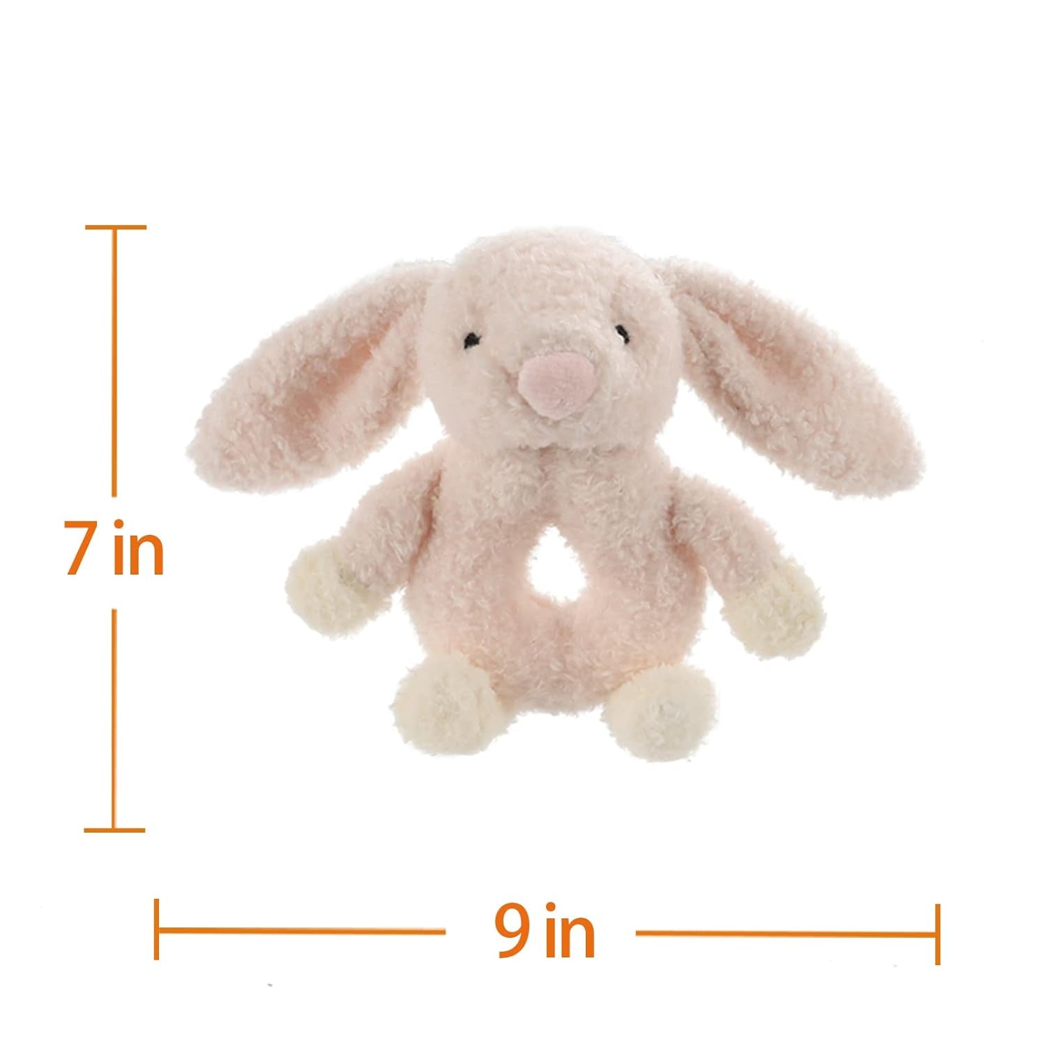 Apricot Lamb Baby Lovey Bunny Soft Rattle Toy, Plush Stuffed Animal for Newborn Soft over 0 Months (Pink Rabbit, 7 Inches)