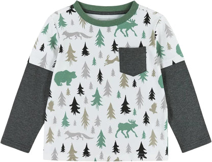 Andy & Evan Boys' Long Sleeve Two-Fer Tee Shirt