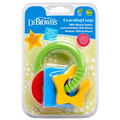 Dr. Brown'S Learning Loop Fox, Baby Teether Ring with Multiple Shapes & Textures, Soft 100% Silicone, BPA Free, 3M+