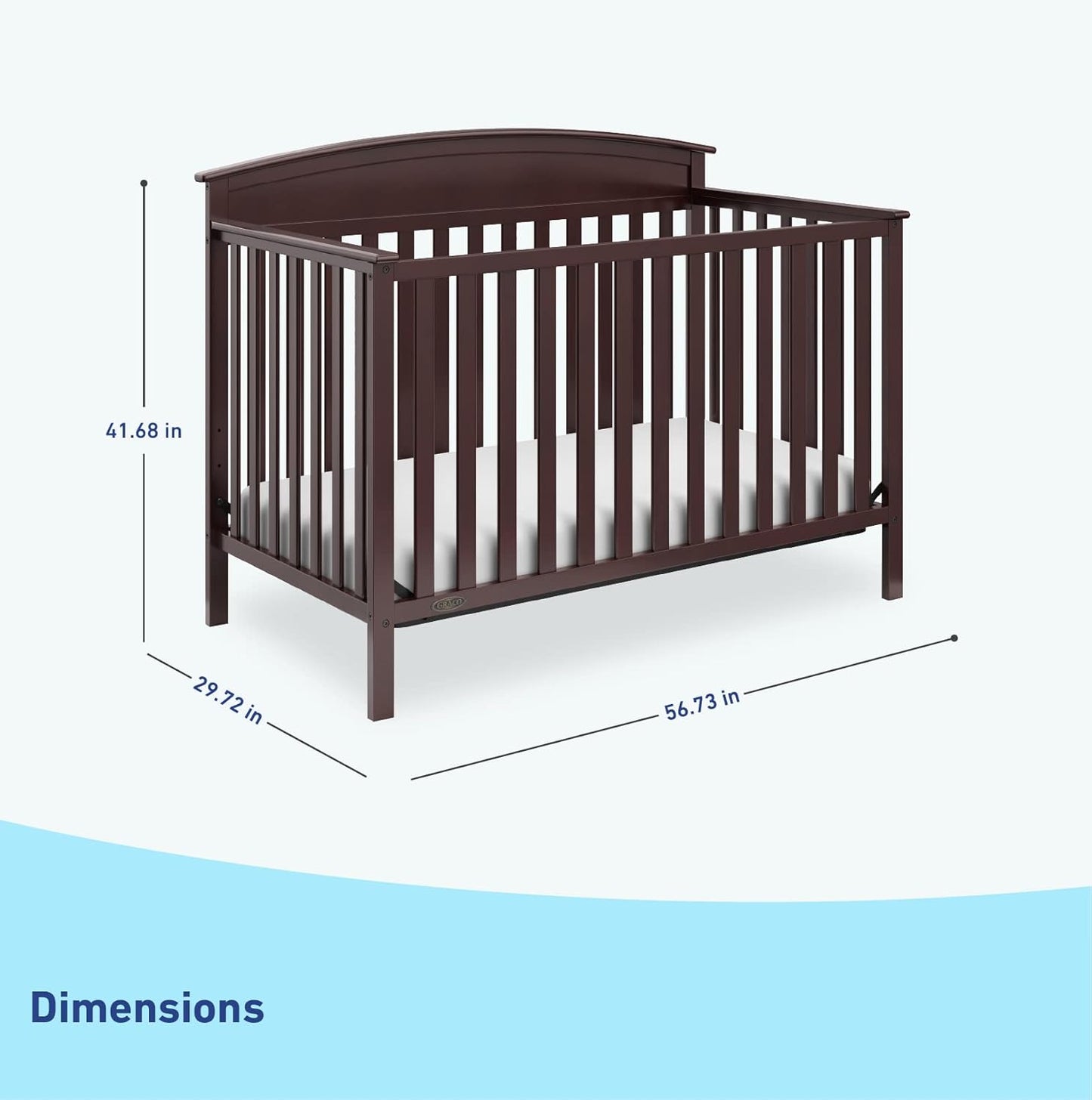 Graco Benton 5-In-1 Convertible Crib (Espresso) – GREENGUARD Gold Certified, Converts from Baby Crib to Toddler Bed, Daybed and Full-Size Bed, Fits Standard Full-Size Crib Mattress