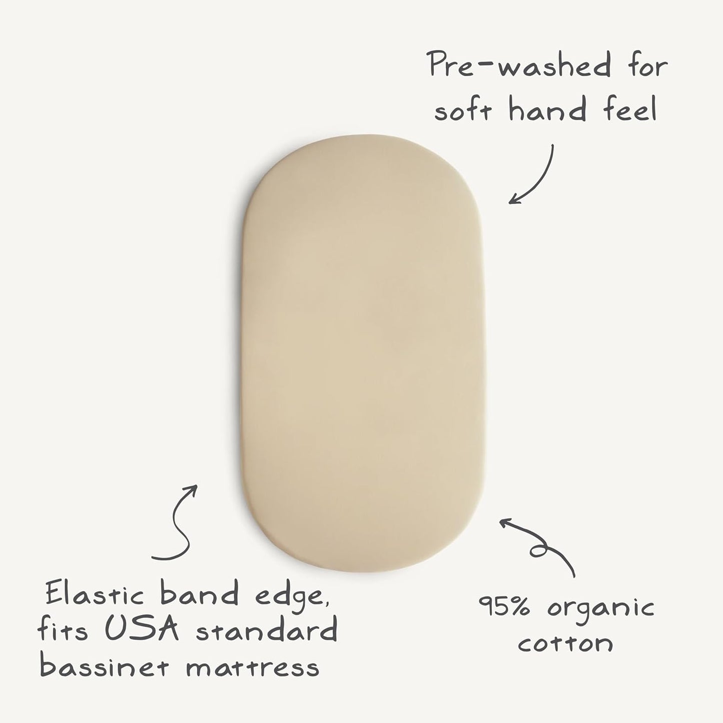 Mushie Stretchy & Soft Bassinet Crib Sheet | Fitted 16" X 30" (Blush)