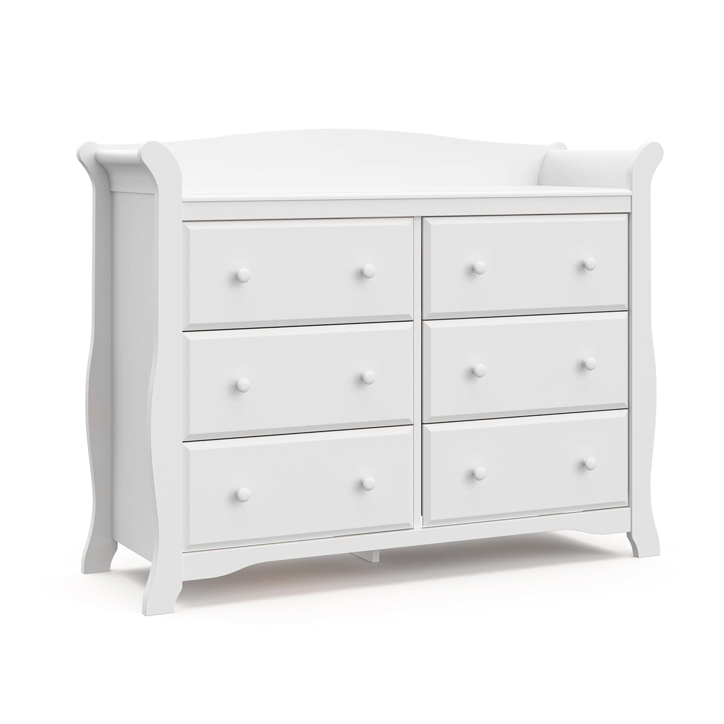 Storkcraft Avalon 6 Drawer Double Dresser (White) – Dresser for Kids Bedroom, Nursery Dresser Organizer, Chest of Drawers for Bedroom with 6 Drawers, Classic Design for Children’S Bedroom