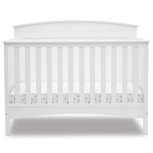 Delta Children Archer Solid Panel 4-In-1 Convertible Baby Crib - Greenguard Gold Certified, Bianca White