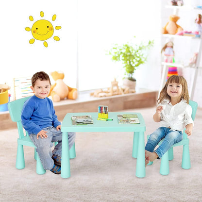 Costzon Kids Table and Chair Set, 3 Piece Plastic Children Activity Table for Reading, Drawing, Snack Time, Arts Crafts, Preschool, Kindergarten & Playroom, Easy Clean, Toddler Table & Chair (Green)