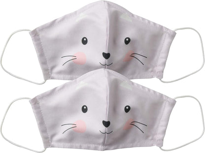 Mon Ami Kitty Fabric Face Mask for Kids - 2 Pcs, Washable & Reusable, anti Dust Protection Mask, Adjustable Ear Loops